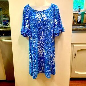 Pappagallo Blue and White Floral Dress